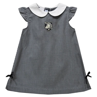 Toddler Girls Vive La Fete Black Army Knights Mini Check Pattern A-Line Dress