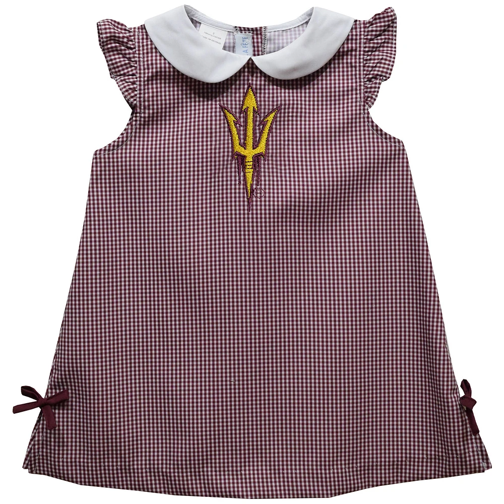Toddler Girls Vive La Fete Maroon Arizona State Sun Devils Mini Check Pattern A-Line Dress