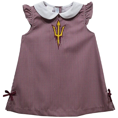 Toddler Girls Vive La Fete Maroon Arizona State Sun Devils Mini Check Pattern A-Line Dress