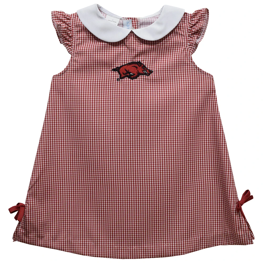 Toddler Girls Vive La Fete Cardinal Arkansas Razorbacks Mini Check Pattern A-Line Dress