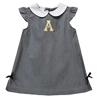 Toddler Girls Vive La Fete Black Appalachian State Mountaineers Mini Check Pattern A-Line Dress