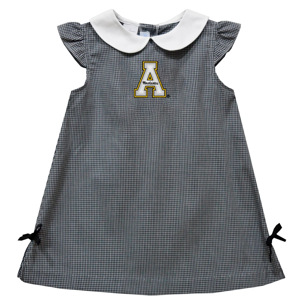 Toddler Girls Vive La Fete Black Appalachian State Mountaineers Mini Check Pattern A-Line Dress