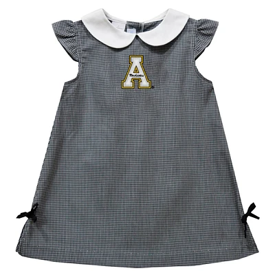 Toddler Girls Vive La Fete Black Appalachian State Mountaineers Mini Check Pattern A-Line Dress