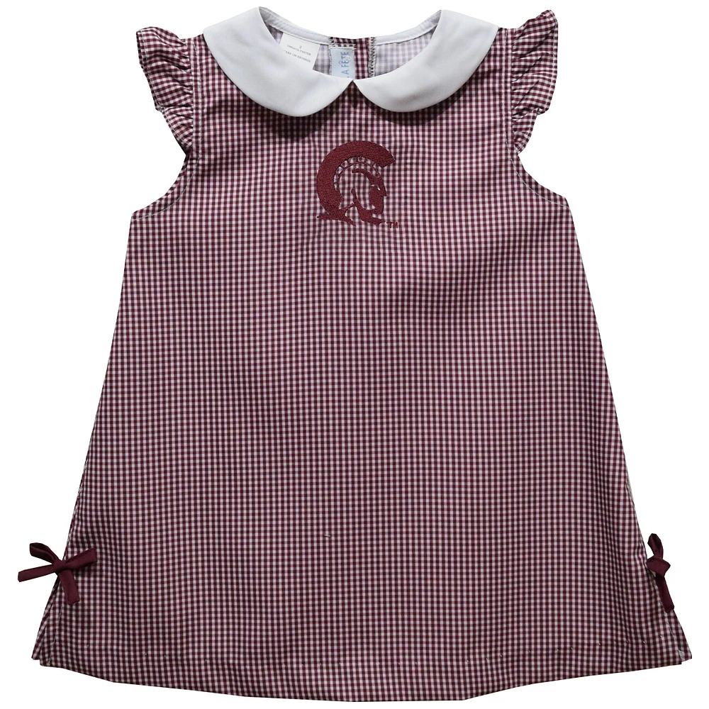 Toddler Girls Vive La Fete Maroon Arkansas Little Rock Trojans Mini Check Pattern A-Line Dress