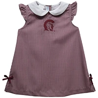 Toddler Girls Vive La Fete Maroon Arkansas Little Rock Trojans Mini Check Pattern A-Line Dress