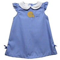 Toddler Girls Vive La Fete Blue Albany State Golden Rams Mini Check Pattern A-Line Dress