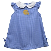 Toddler Girls Vive La Fete Blue Albany State Golden Rams Mini Check Pattern A-Line Dress