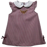 Toddler Girls Vive La Fete Maroon Cal State Dominguez Hills Toros Mini Check Pattern A-Line Dress