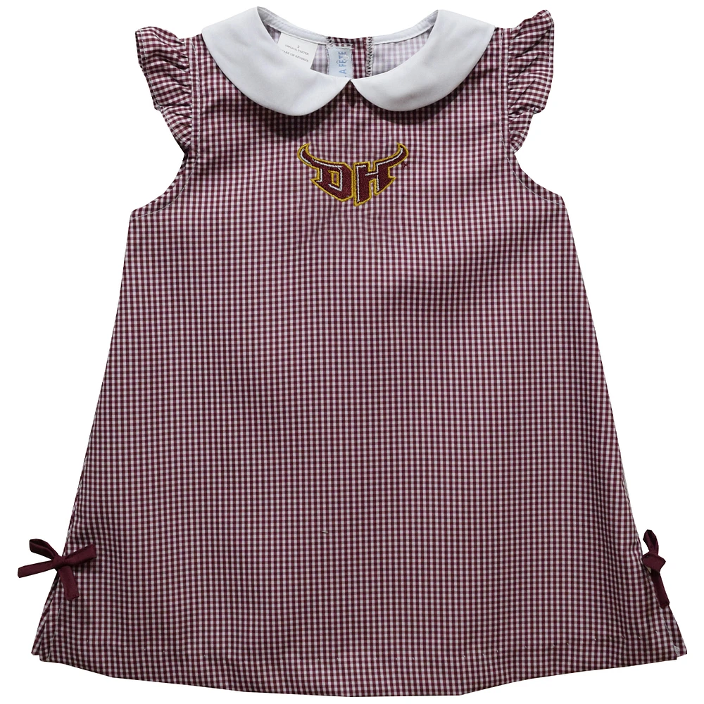 Toddler Girls Vive La Fete Maroon Cal State Dominguez Hills Toros Mini Check Pattern A-Line Dress