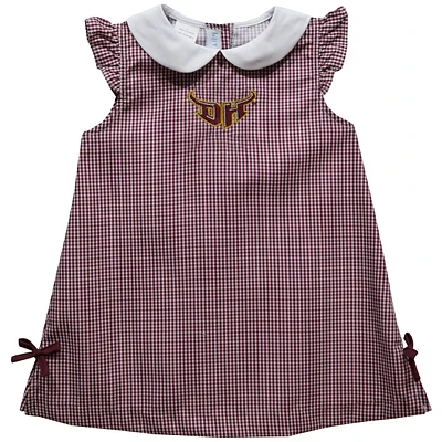Toddler Girls Vive La Fete Maroon Cal State Dominguez Hills Toros Mini Check Pattern A-Line Dress