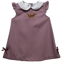 Toddler Girls Vive La Fete Maroon Cal State Dominguez Hills Toros Mini Check Pattern A-Line Dress