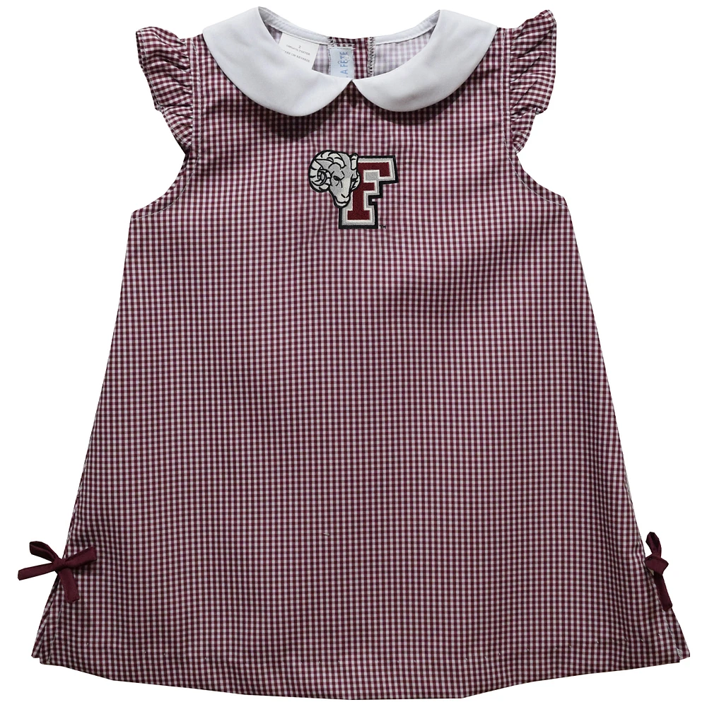 Toddler Girls Vive La Fete Maroon Fordham Rams Mini Check Pattern A-Line Dress
