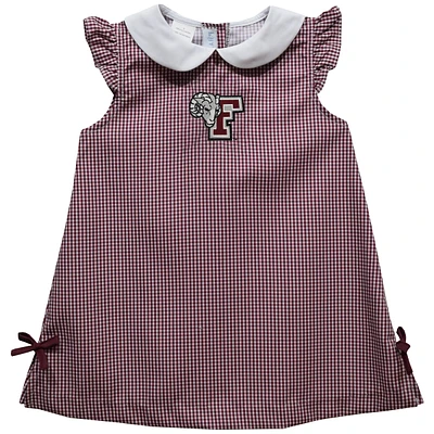 Toddler Girls Vive La Fete Maroon Fordham Rams Mini Check Pattern A-Line Dress