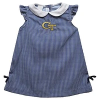 Toddler Girls Vive La Fete Blue Georgia Tech Yellow Jackets Mini Check Pattern A-Line Dress