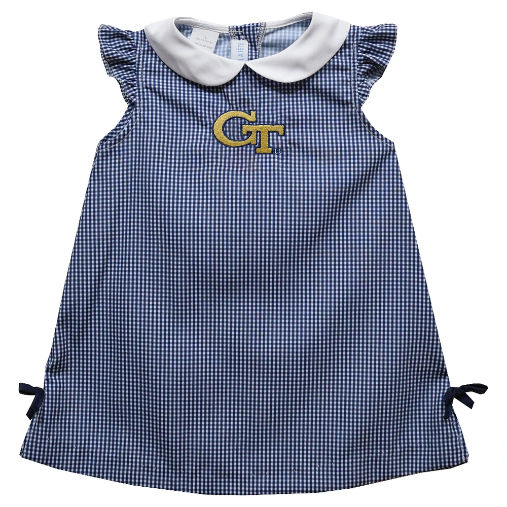 Toddler Girls Vive La Fete Blue Georgia Tech Yellow Jackets Mini Check Pattern A-Line Dress