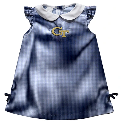 Toddler Girls Vive La Fete Blue Georgia Tech Yellow Jackets Mini Check Pattern A-Line Dress