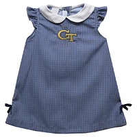 Toddler Girls Vive La Fete Blue Georgia Tech Yellow Jackets Mini Check Pattern A-Line Dress