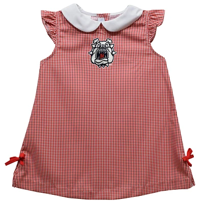 Toddler Girls Vive La Fete Red Fresno State Bulldogs Mini Check Pattern A-Line Dress
