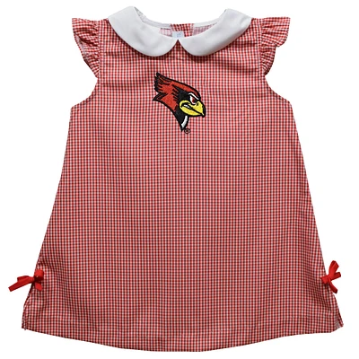 Toddler Girls Vive La Fete Red Illinois State Redbirds Mini Check Pattern A-Line Dress