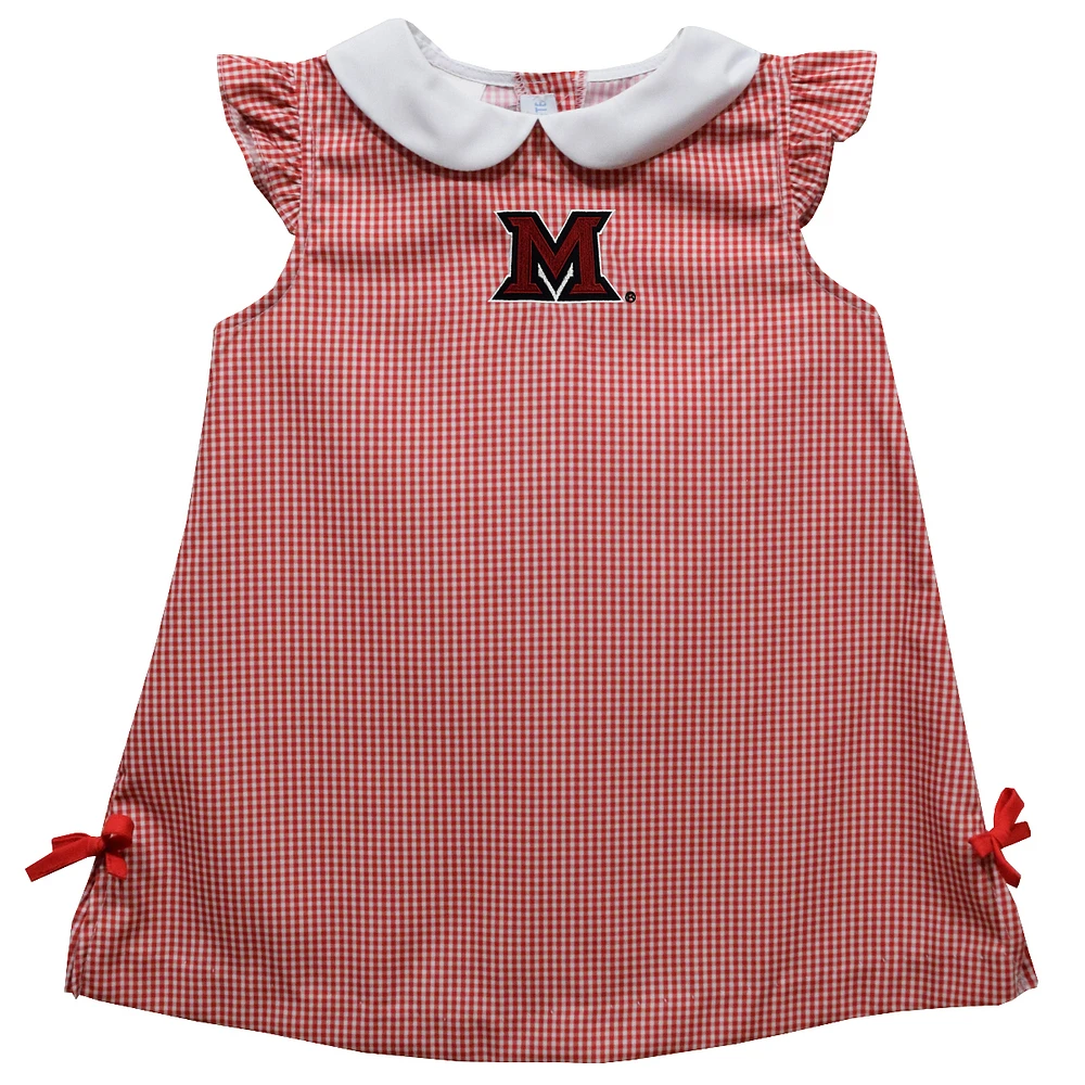 Toddler Girls Vive La Fete Red Miami University RedHawks Mini Check Pattern A-Line Dress