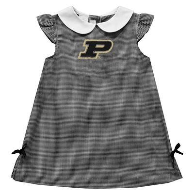 Toddler Girls Vive La Fete Black Purdue Boilermakers Mini Check Pattern A-Line Dress