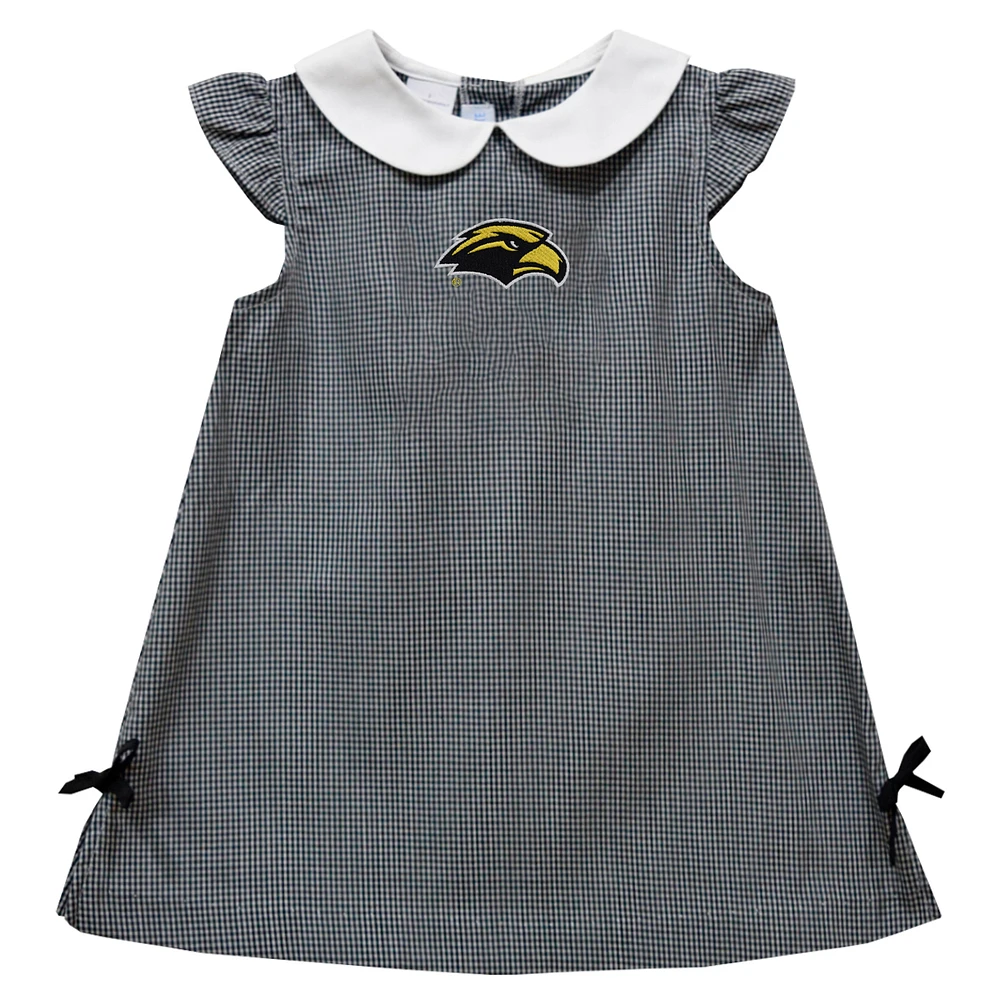 Toddler Girls Vive La Fete Black Southern Miss Golden Eagles Mini Check Pattern A-Line Dress