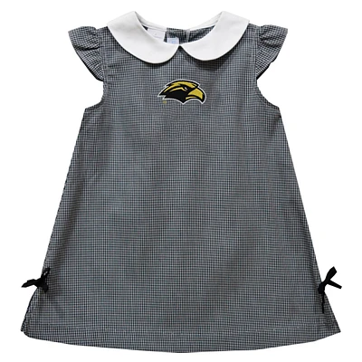 Toddler Girls Vive La Fete Black Southern Miss Golden Eagles Mini Check Pattern A-Line Dress