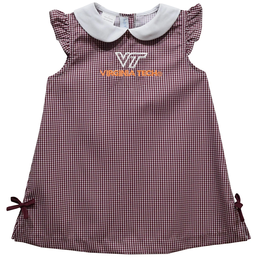 Toddler Girls Vive La Fete Maroon Virginia Tech Hokies Mini Check Pattern A-Line Dress