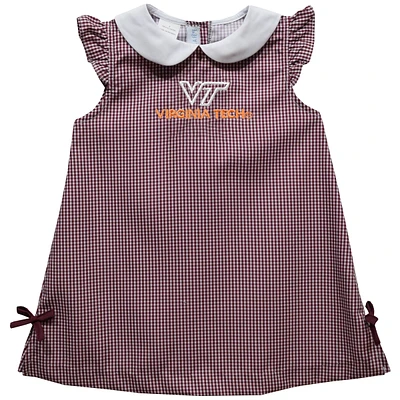 Toddler Girls Vive La Fete Maroon Virginia Tech Hokies Mini Check Pattern A-Line Dress