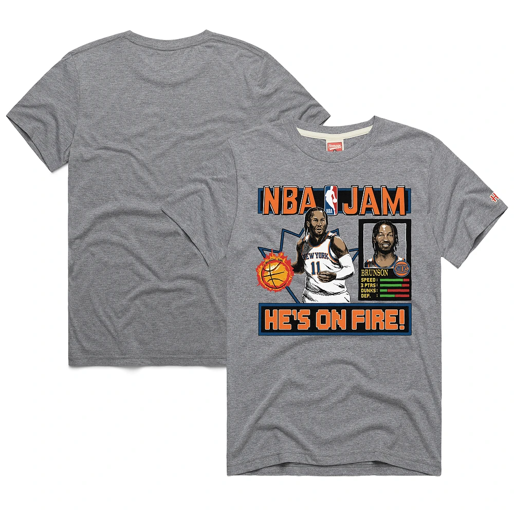 Unisex Homage Jalen Brunson Gray New York Knicks NBA Jam Tri-Blend T-Shirt