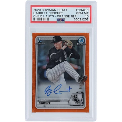 Garrett Crochet Chicago White Sox Autographed 2020 Bowman Chrome Orange Refractor #CDA-GC #21/25 PSA Authenticated 10 Card