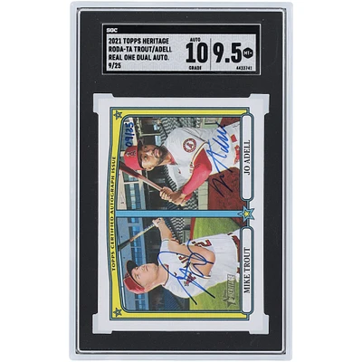 Mike Trout and Jo Adell Los Angeles Angels Autographed 2021 Topps Heritage Real One Dual #RODA-TA #9/25 SGC Authenticated 9.5/10 Card