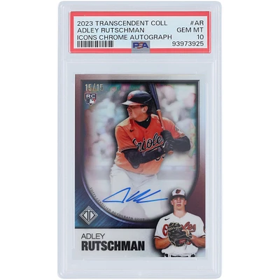 Adley Rutschman Baltimore Orioles Autographed 2023 Topps Transcendent Icons Chrome #TICAV-AR #15/15 PSA Authenticated 10 Rookie Card
