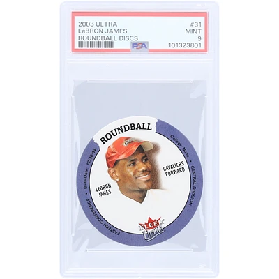 LeBron James Cleveland Cavaliers 2003-04 Fleer Ultra Roundball Discs #31 PSA Authenticated 9 Rookie Card