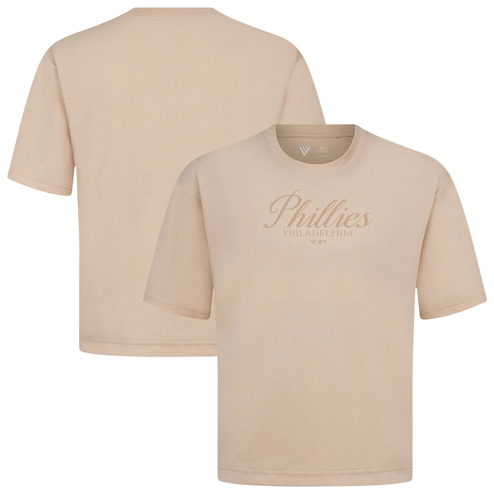 Men's Levelwear Khaki Philadelphia Phillies Ethereal Oversized Luxe Signature Knit T-Shirt