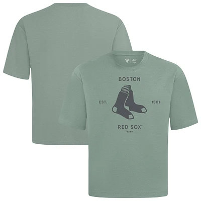 Men's Levelwear Green Boston Red Sox Crossway Oversized Luxe Signature Knit T-Shirt