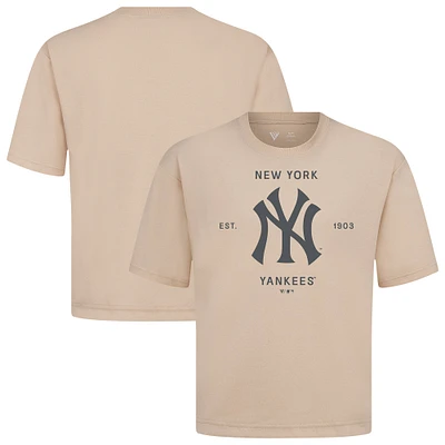 Men's Levelwear Khaki New York Yankees Crossway Oversized Luxe Signature Knit T-Shirt