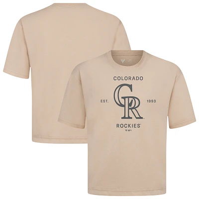 Men's Levelwear Khaki Colorado Rockies Crossway Oversized Luxe Signature Knit T-Shirt