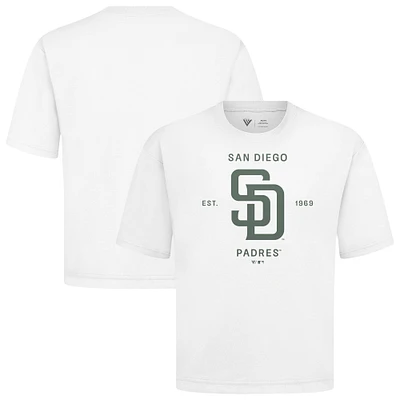 Men's Levelwear White San Diego Padres Crossway Oversized Luxe Signature Knit T-Shirt