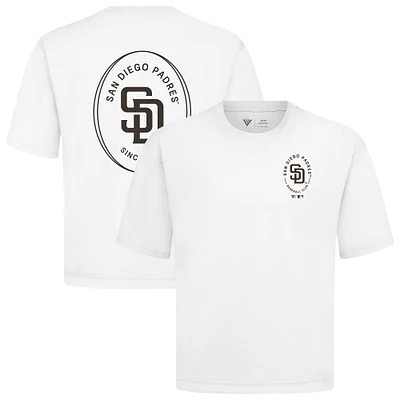 Men's Levelwear White San Diego Padres Signet Oversized Luxe Signature Knit T-Shirt