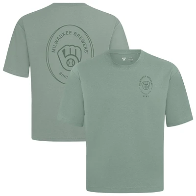 Men's Levelwear Green Milwaukee Brewers Signet Oversized Luxe Signature Knit T-Shirt
