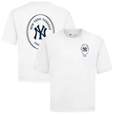 Men's Levelwear White New York Yankees Register Oversized Luxe Signature Knit T-Shirt