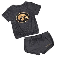 Girl's Toddler Colosseum  Black Iowa Hawkeyes Fern T-Shirt and Shorts Set