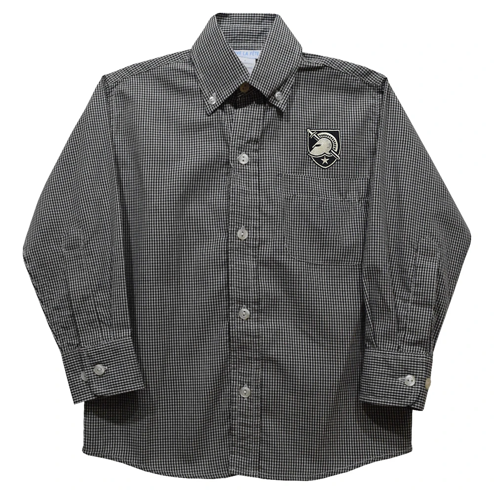 Infant Vive La Fete Black Army Knights Gingham Button-Down Long Sleeve Shirt