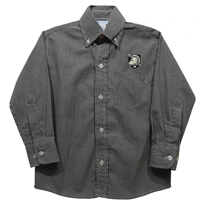Infant Vive La Fete Black Army Knights Gingham Button-Down Long Sleeve Shirt