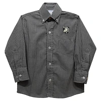 Infant Vive La Fete Black Army Knights Gingham Button-Down Long Sleeve Shirt