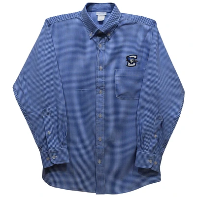Infant Vive La Fete Blue Creighton Bluejays Gingham Button-Down Long Sleeve Shirt