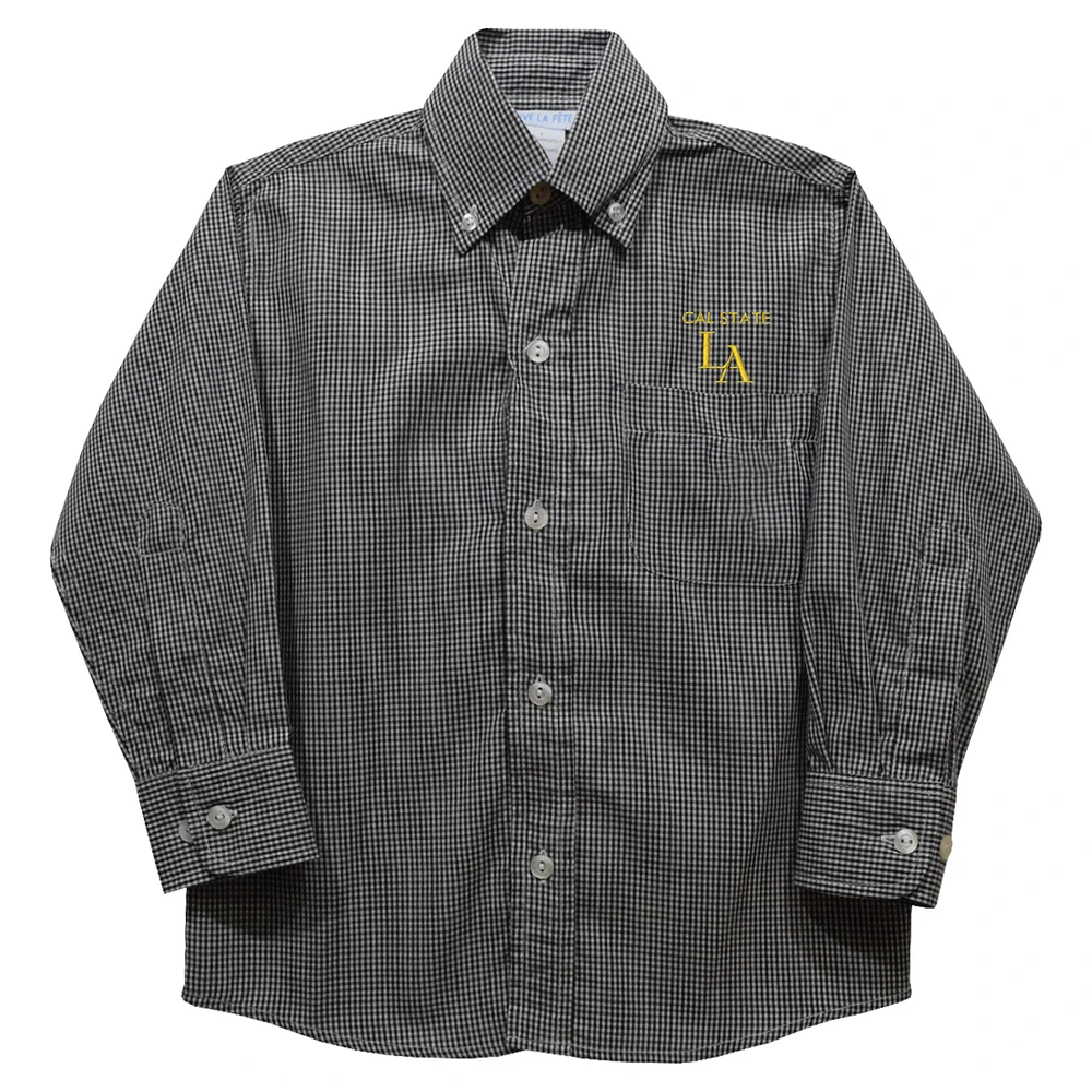 Infant Vive La Fete Black Cal State L.A. Golden Eagles Gingham Button-Down Long Sleeve Shirt