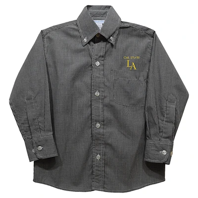 Infant Vive La Fete Black Cal State L.A. Golden Eagles Gingham Button-Down Long Sleeve Shirt