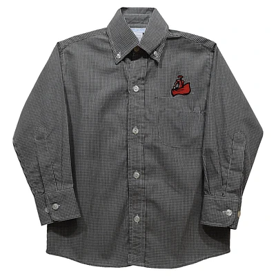 Infant Vive La Fete Black Cal State Northridge Matadors Gingham Button-Down Long Sleeve Shirt